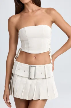 Oh Polly Skirts & Skorts | Co-Ords^Belted Pleated Low-Rise Micro Mini Skirt in Ecru