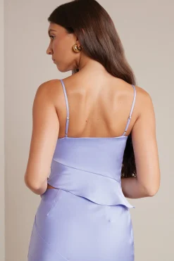Oh Polly Women'S Clothing Sale - $65 And Under | Women'S Clothing Sale - $40 And Under^Bias Cut Satin Cowl Neck Crop Top in Periwinkle