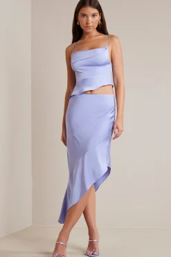 Oh Polly Women'S Clothing Sale - $65 And Under | Women'S Clothing Sale - $40 And Under^Bias Cut Satin Cowl Neck Crop Top in Periwinkle