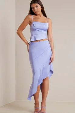 Oh Polly Women'S Clothing Sale - $65 And Under | Women'S Clothing Sale - $40 And Under^Bias Cut Satin Cowl Neck Crop Top in Periwinkle