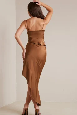 Oh Polly Women'S Clothing Sale - $65 And Under | Women'S Clothing Sale - $40 And Under^Bias Cut Satin Cowl Neck Crop Top in Mocha