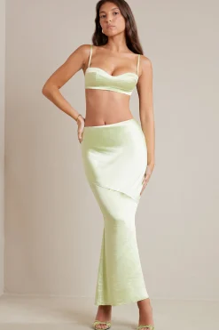Oh Polly Women'S Clothing Sale - $65 And Under | Women'S Clothing Sale - $40 And Under^Bias Cut Satin Maxi Skirt in Lime