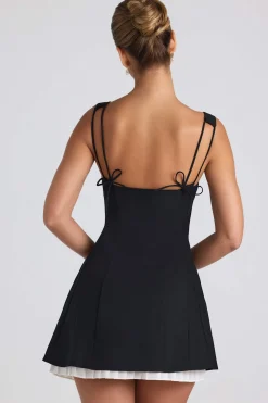 Oh Polly Night Out | Georgette And Chiffon^Bow-Detail Pleated A-Line Mini Dress in Black