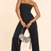 Oh Polly Women'S Clothing Sale - $65 And Under | Fall Outfits^Brushed Twill Bandeau Corset Jumpsuit in Black