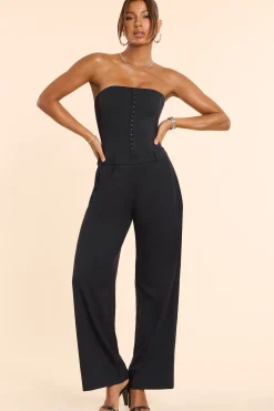 Oh Polly Women'S Clothing Sale - $65 And Under | Fall Outfits^Brushed Twill Bandeau Corset Jumpsuit in Black