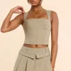 Oh Polly Skirts & Skorts | Co-Ords^Brushed Twill Mid Rise Pleated Micro Mini Skirt in Taupe