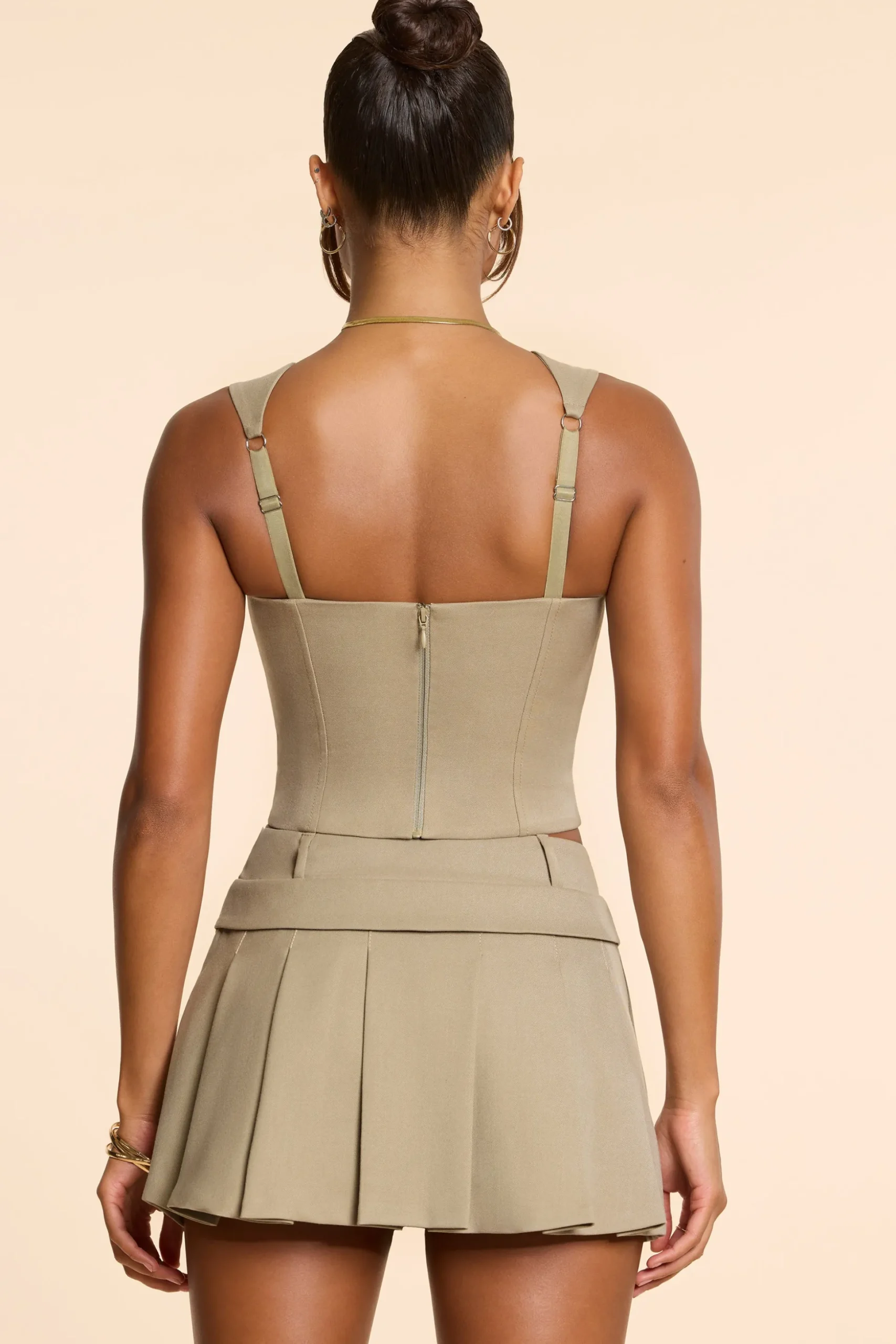 Oh Polly Skirts & Skorts | Co-Ords^Brushed Twill Mid Rise Pleated Micro Mini Skirt in Taupe