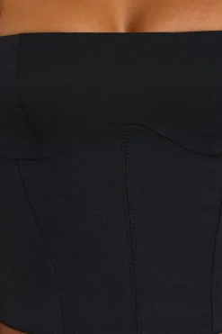 Oh Polly Co-Ords | Tops^Brushed Twill Square Neck Tailored Top in Black