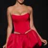 Oh Polly Skirts & Skorts | Bottoms^Bubble Hem Micro Mini Skirt in Fire Red FireRed