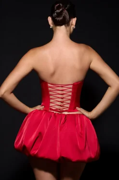 Oh Polly Skirts & Skorts | Bottoms^Bubble Hem Micro Mini Skirt in Fire Red FireRed