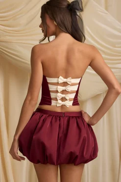 Oh Polly Skirts & Skorts | Bottoms^Bubble Hem Mid-Rise Mini Skirt in Wine Red WineRed