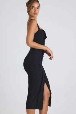 Oh Polly Wedding Guest | Night Out^Button-Detail Midaxi Dress in Black