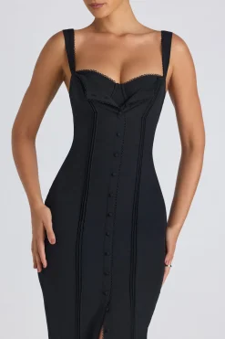 Oh Polly Wedding Guest | Night Out^Button-Detail Midaxi Dress in Black