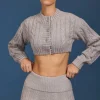 Oh Polly Knitwear^Cable-Knit Cropped Cardigan in Grey Marl GreyMarl