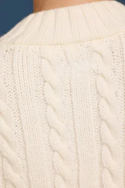Oh Polly Knitwear^Cable-Knit Cropped Cardigan in Cream