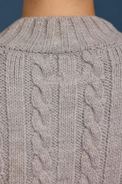 Oh Polly Knitwear^Cable-Knit Cropped Cardigan in Grey Marl GreyMarl