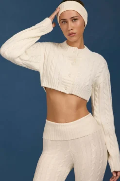 Oh Polly Knitwear^Cable-Knit Cropped Cardigan in Cream