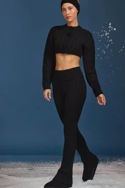 Oh Polly Knitwear^Cable-Knit Cropped Cardigan in Black