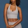 Oh Polly Knitwear | Tops^Cable-Knit Halterneck Crop Top in Grey Marl GreyMarl