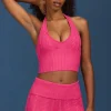Oh Polly Knitwear | Tops^Cable-Knit Halterneck Crop Top in Hot Pink HotPink