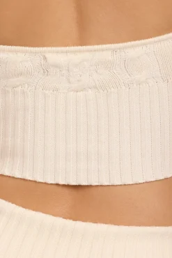 Oh Polly Knitwear | Tops^Cable-Knit Halterneck Crop Top in Cream