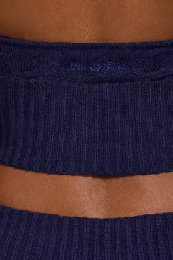 Oh Polly Knitwear | Tops^Cable-Knit Halterneck Crop Top in Navy