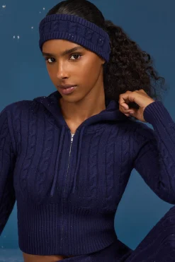 Oh Polly Knitwear | Gym Accessories^Cable-Knit Headband in Navy