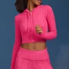 Oh Polly Knitwear | Tracksuits^Cable-Knit Zip-Up Hoodie in Hot Pink HotPink