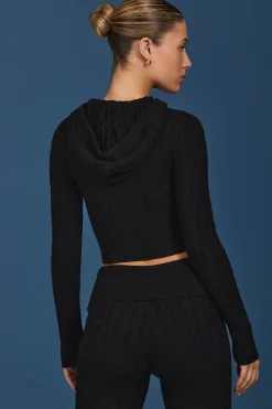 Oh Polly Knitwear | Tracksuits^Cable-Knit Zip-Up Hoodie in Black