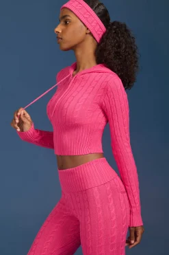 Oh Polly Knitwear | Tracksuits^Cable-Knit Zip-Up Hoodie in Hot Pink HotPink
