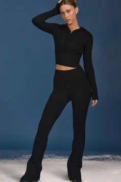 Oh Polly Knitwear | Tracksuits^Cable-Knit Zip-Up Hoodie in Black