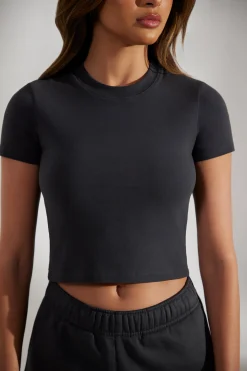 Oh Polly Tee'S & Tanks | Matching Sets^Cap Sleeve Baby Tee in Washed Black WashedBlack