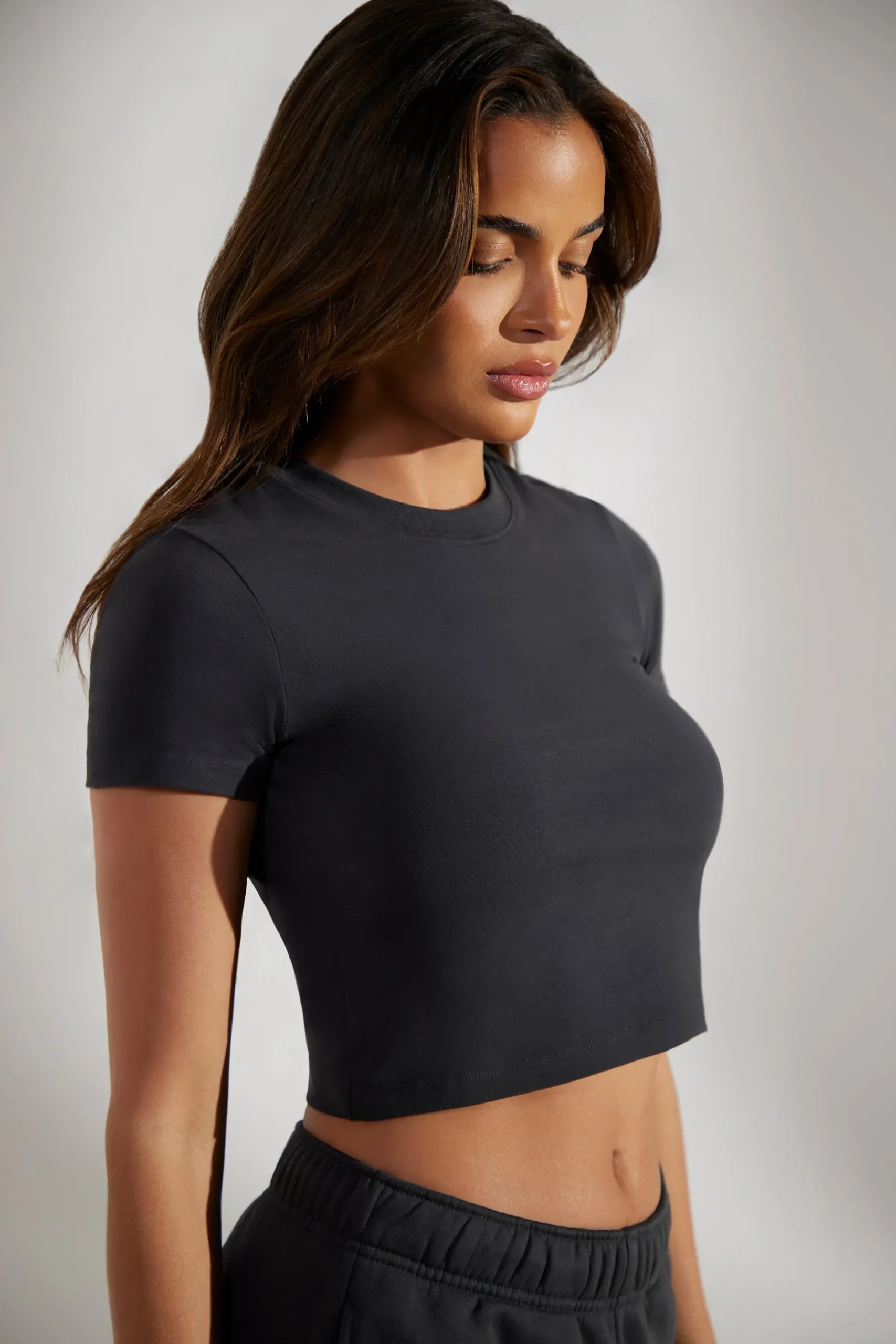 Oh Polly Tee'S & Tanks | Matching Sets^Cap Sleeve Baby Tee in Washed Black WashedBlack