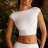 Oh Polly Tops | Bride To Be^Cap Sleeve Open Back Crop Top in White