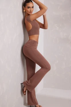 Oh Polly Tops | Elevated Essentials^Cap Sleeve Open Back Crop Top in Brown