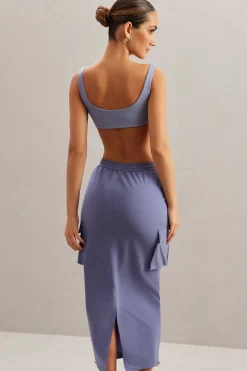 Oh Polly Women'S Clothing Sale - $65 And Under | Women'S Clothing Sale - $40 And Under^Cargo Maxi Skirt in Dusty Blue Navy