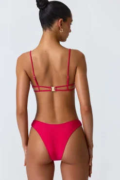 Oh Polly Bikini Sets | Bikini Tops^Chain-Embellished Cut-Out Bikini Top in Raspberry Pink RaspberryPink