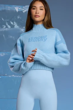 Oh Polly Knitwear | Tops^Chunky Knit Cropped Jumper in Baby Blue BabyBlue