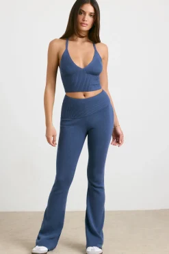 Oh Polly Knitwear | Matching Sets^Chunky Knit Kick Flare Trousers in Washed Navy WashedNavy