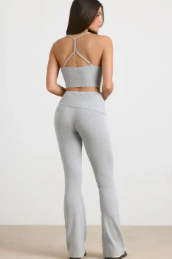 Oh Polly Knitwear | Matching Sets^Chunky Knit Kick Flare Trousers in Heather Grey HeatherGrey