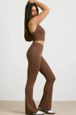 Oh Polly Knitwear | Matching Sets^Chunky Knit Kick Flare Trousers in Espresso