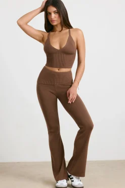 Oh Polly Knitwear | Matching Sets^Chunky Knit Kick Flare Trousers in Espresso