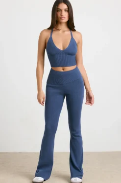 Oh Polly Knitwear | Matching Sets^Chunky Knit Kick Flare Trousers in Washed Navy WashedNavy