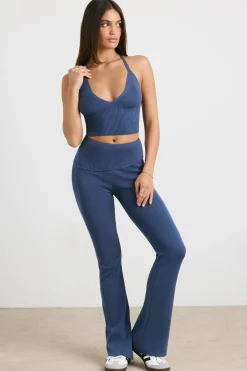 Oh Polly Knitwear | Matching Sets^Chunky Knit Kick Flare Trousers in Washed Navy WashedNavy