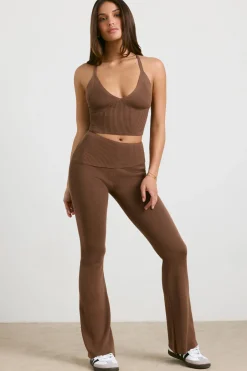 Oh Polly Knitwear | Matching Sets^Chunky Knit Kick Flare Trousers in Espresso