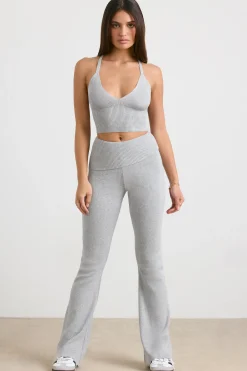Oh Polly Knitwear | Matching Sets^Chunky Knit Kick Flare Trousers in Heather Grey HeatherGrey