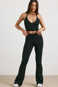 Oh Polly Knitwear | Matching Sets^Chunky Knit Kick Flare Trousers in Black