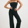 Oh Polly Knitwear^Chunky Knit Kick Flare Unitard in Black