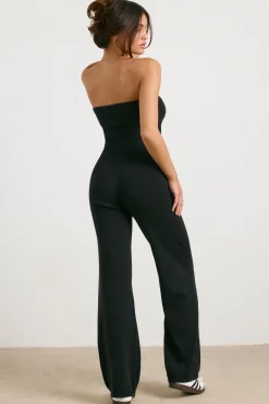 Oh Polly Knitwear^Chunky Knit Kick Flare Unitard in Black