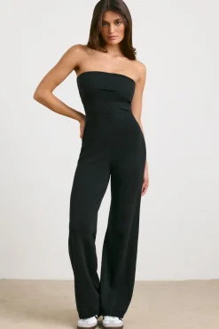 Oh Polly Knitwear^Chunky Knit Kick Flare Unitard in Black